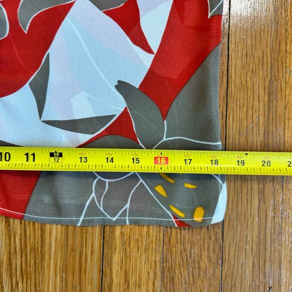 Vintage Campus Casuals Blouse – Red, White & Gray Abstract Floral – 1960s - Picture 14 of 16